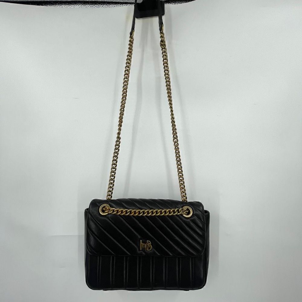 Henri Bendel New York Gold Black 712 Zip Tote Leather Crossbody Bag